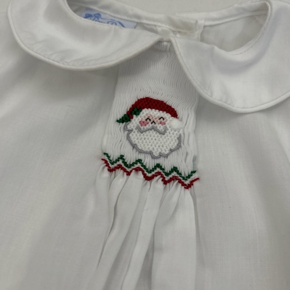 Bow Peep‎ New Born Gown Christmas Santa Smocked White B126 - Picture 2 of 11